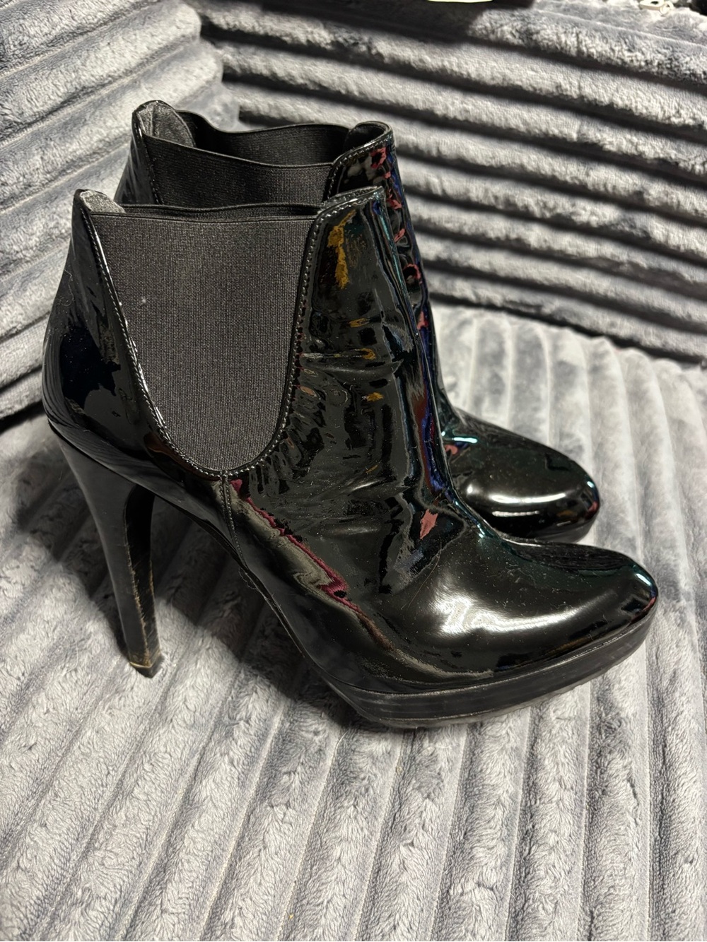 Stuart Weitzman Black Patent High Heel Ankle Booties